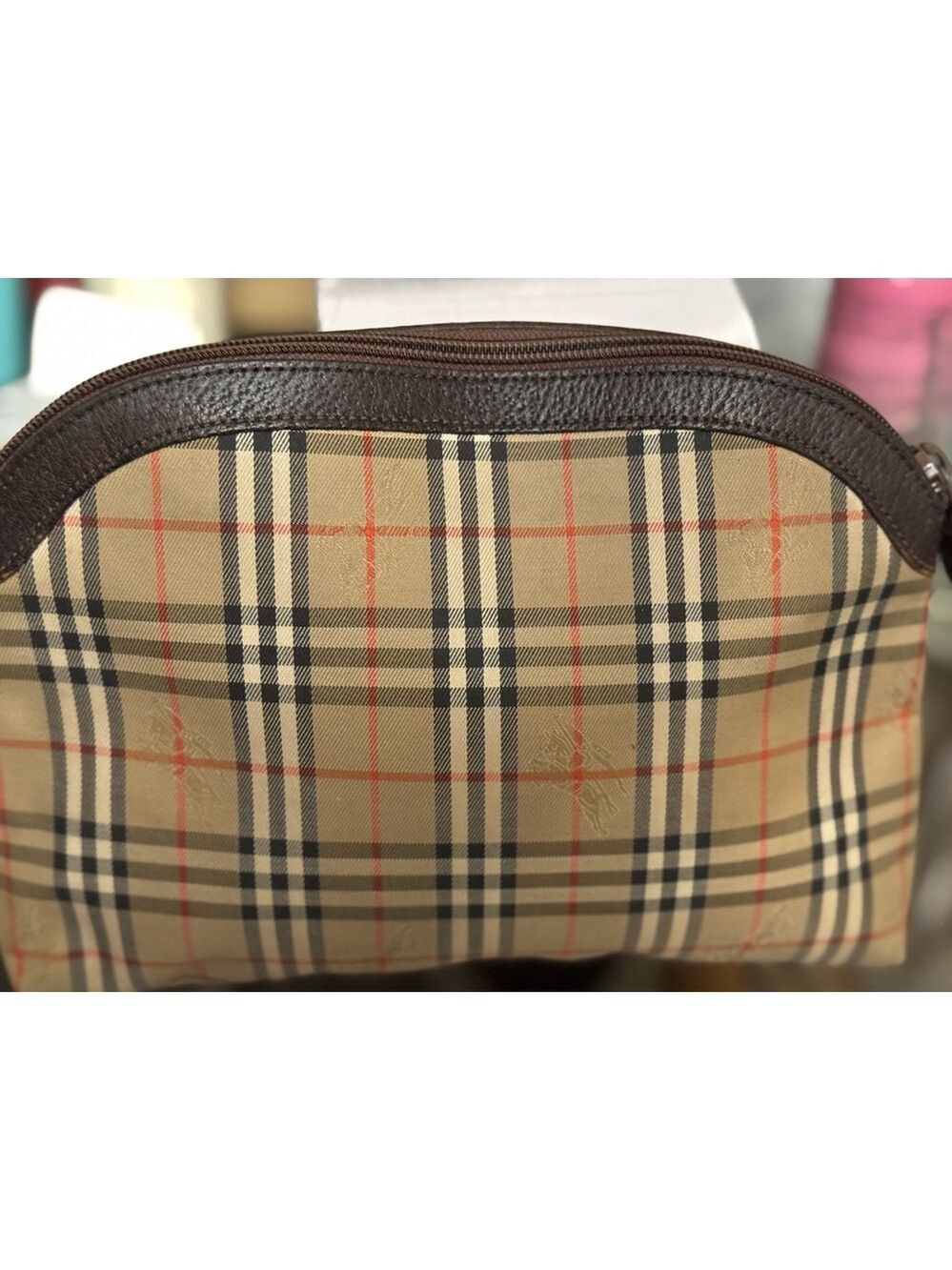 BURBERRY’s Nova Check Beige Canvas Pouch Clutch Vintage - Picture 4 of 11